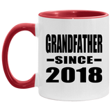 Grandfather Since 2018 - 11oz Accent Mug Red