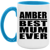 Amber Best Mum Ever - 15oz Accent Mug Blue