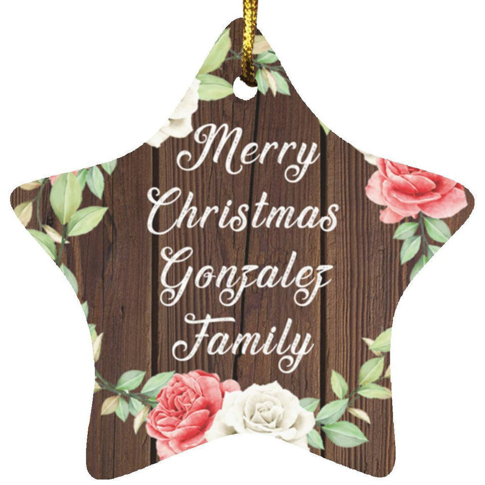 Merry Christmas Gonzalez Family - Star Ornament A