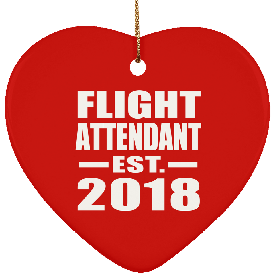 Flight Attendant Established EST. 2018 - Heart Ornament