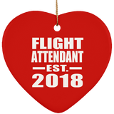 Flight Attendant Established EST. 2018 - Heart Ornament