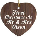 First Christmas As Mr & Mrs Olson - Heart Ornament D