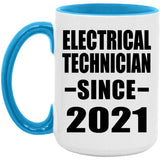 Electrical Technician Since 2021 - 15oz Accent Mug Blue
