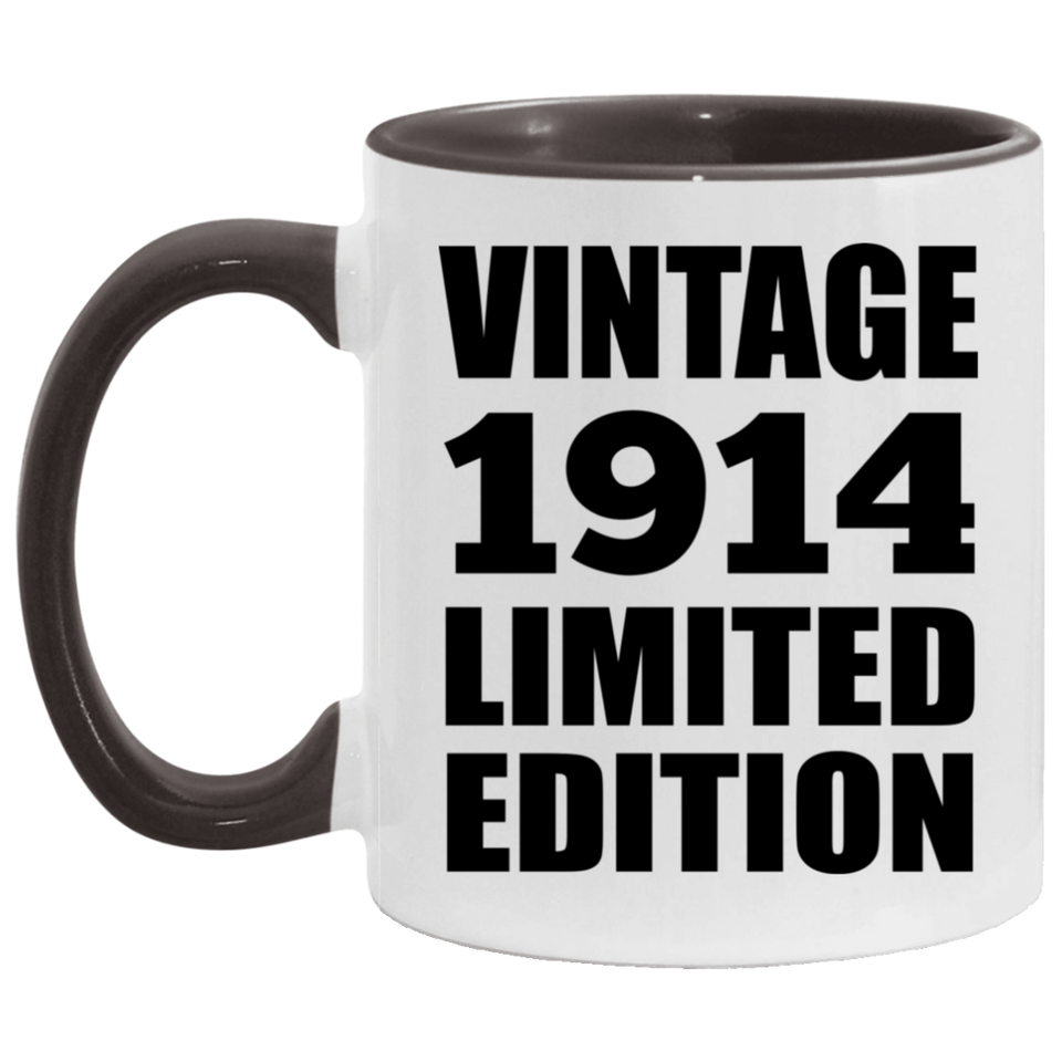 110th Birthday Vintage 1914 Limited Edition - 11oz Accent Mug Black