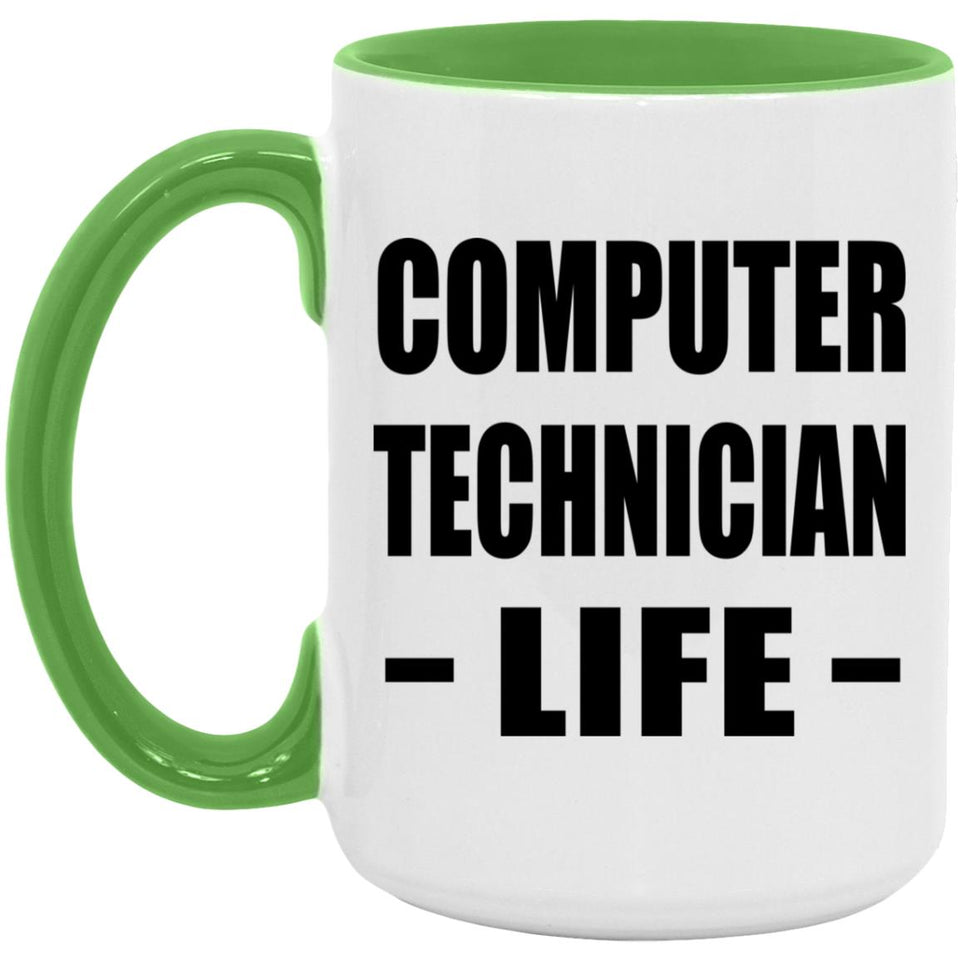 Computer Technician Life - 15oz Accent Mug Green