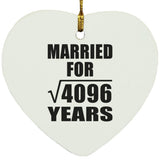 64th Anniversary Married For Square Root of 4096 Years - Heart Ornament