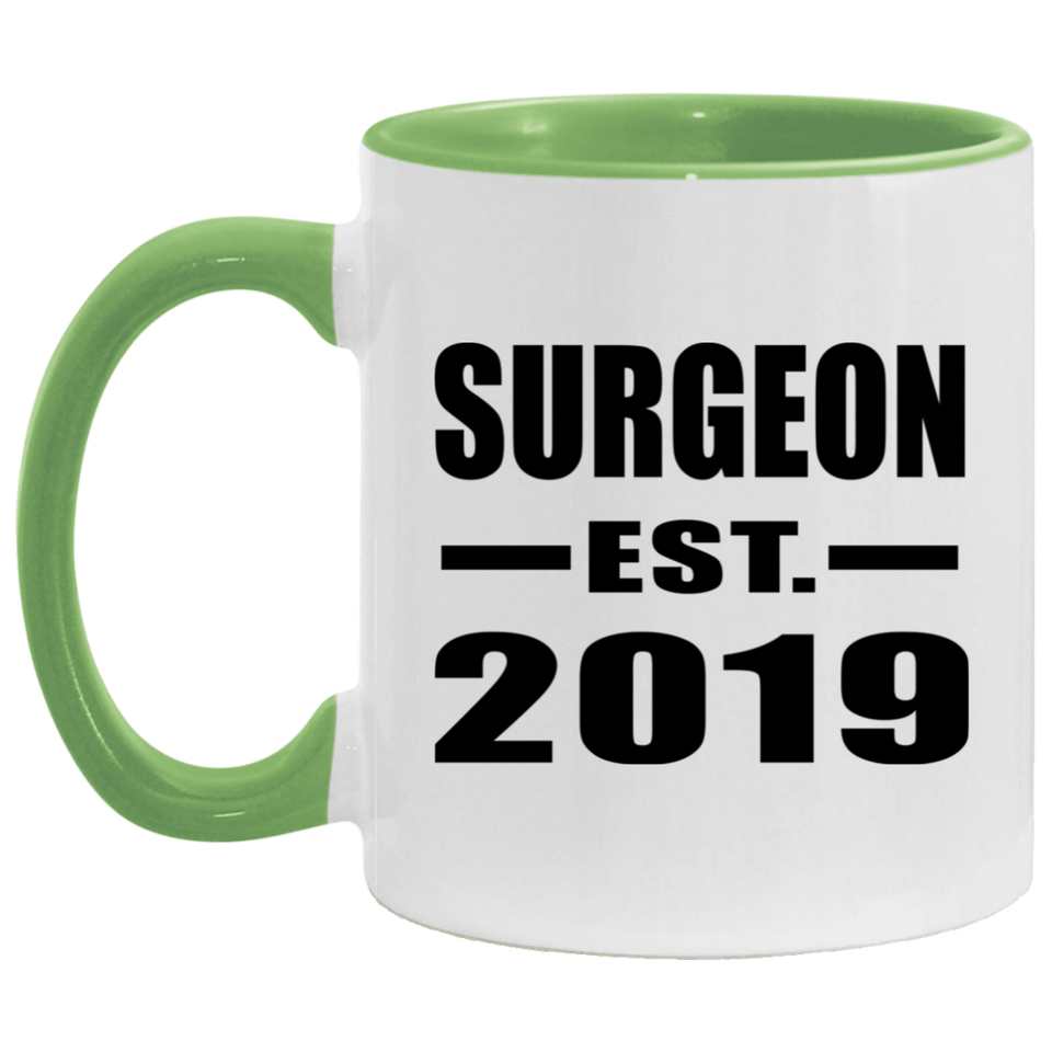 Surgeon Established EST. 2019 - 11oz Accent Mug Green