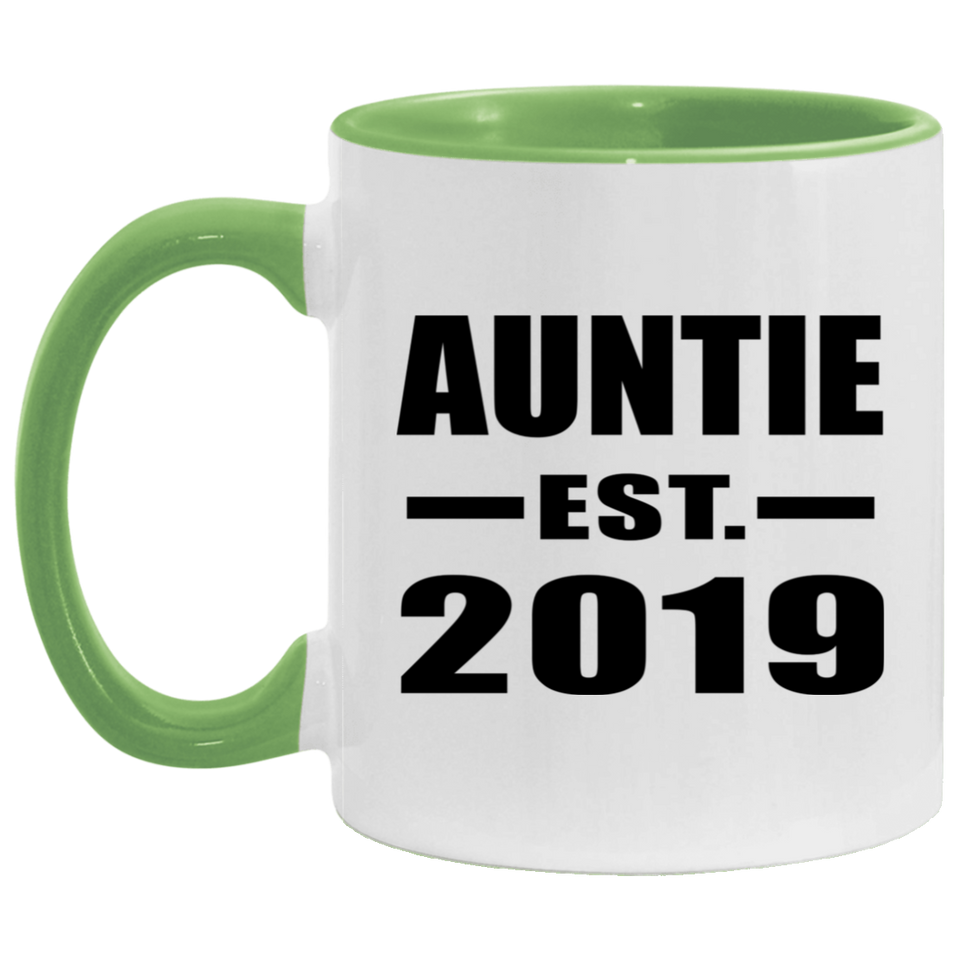 Auntie Established EST. 2019 - 11oz Accent Mug Green