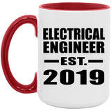 Electrical Engineer Established EST. 2019 - 15oz Accent Mug Red
