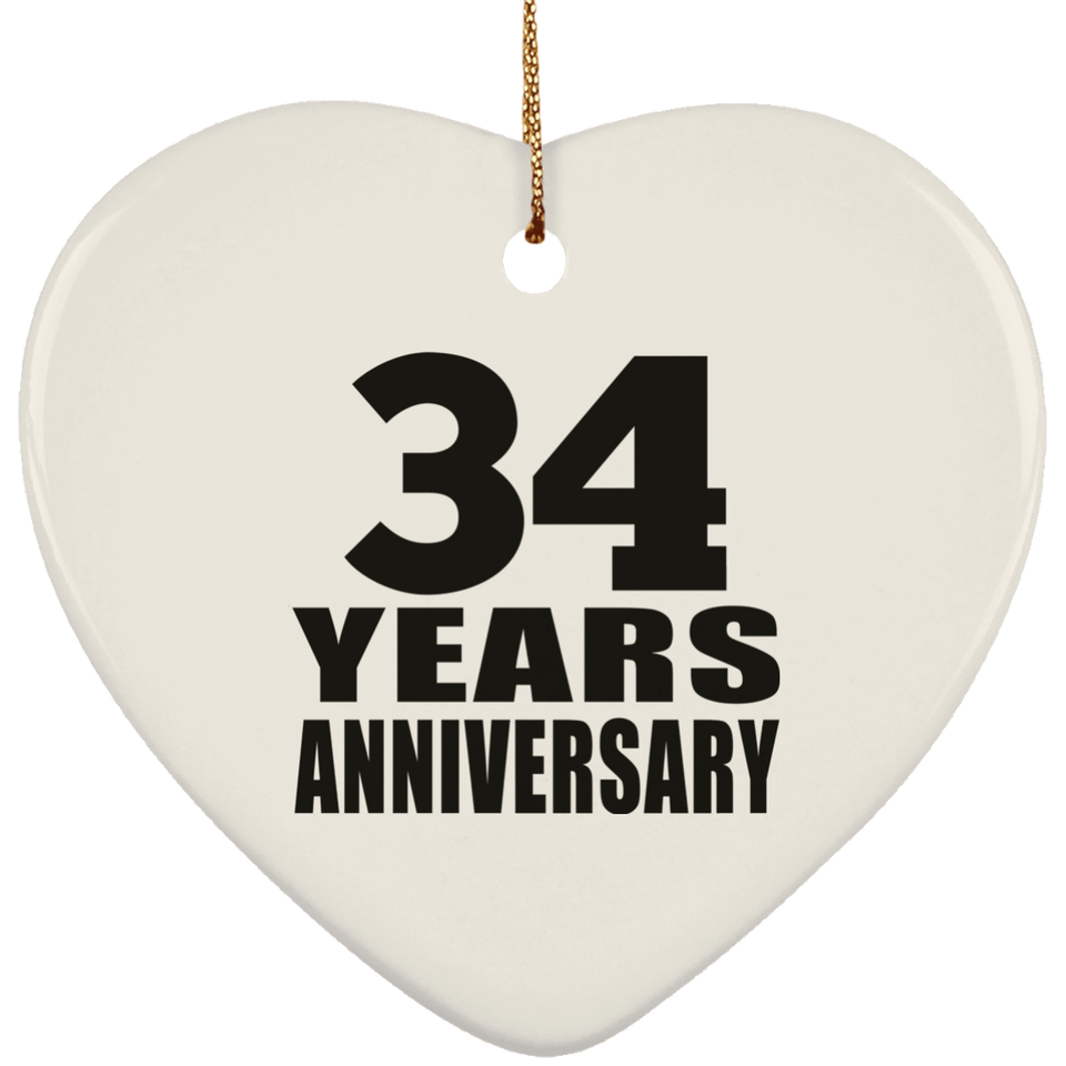 34th Anniversary 34 Years - Heart Ornament