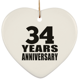 34th Anniversary 34 Years - Heart Ornament