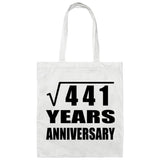 21st Anniversary Square Root of 441 Years Anniversary - Tote Bag White