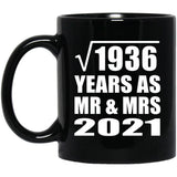 44th Anniversary Square Root of 1936 Years As Mr & Mrs 2021 - 11oz Coffee Mug Black