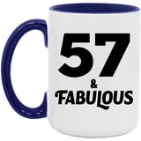 57th Birthday 57 & Fabulous - 15oz Accent Mug Purple