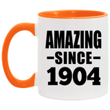 120th Birthday Amazing Since 1904 - 11oz Accent Mug Orange