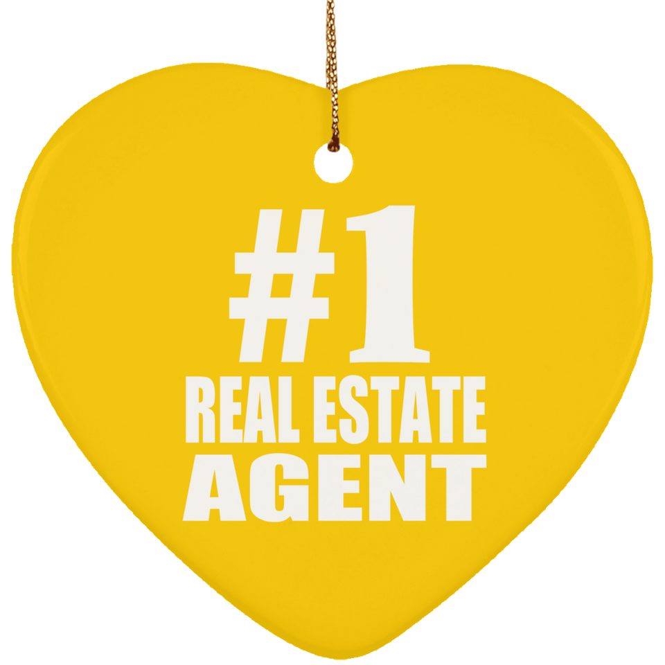 Number One #1 Real Estate Agent - Heart Ornament