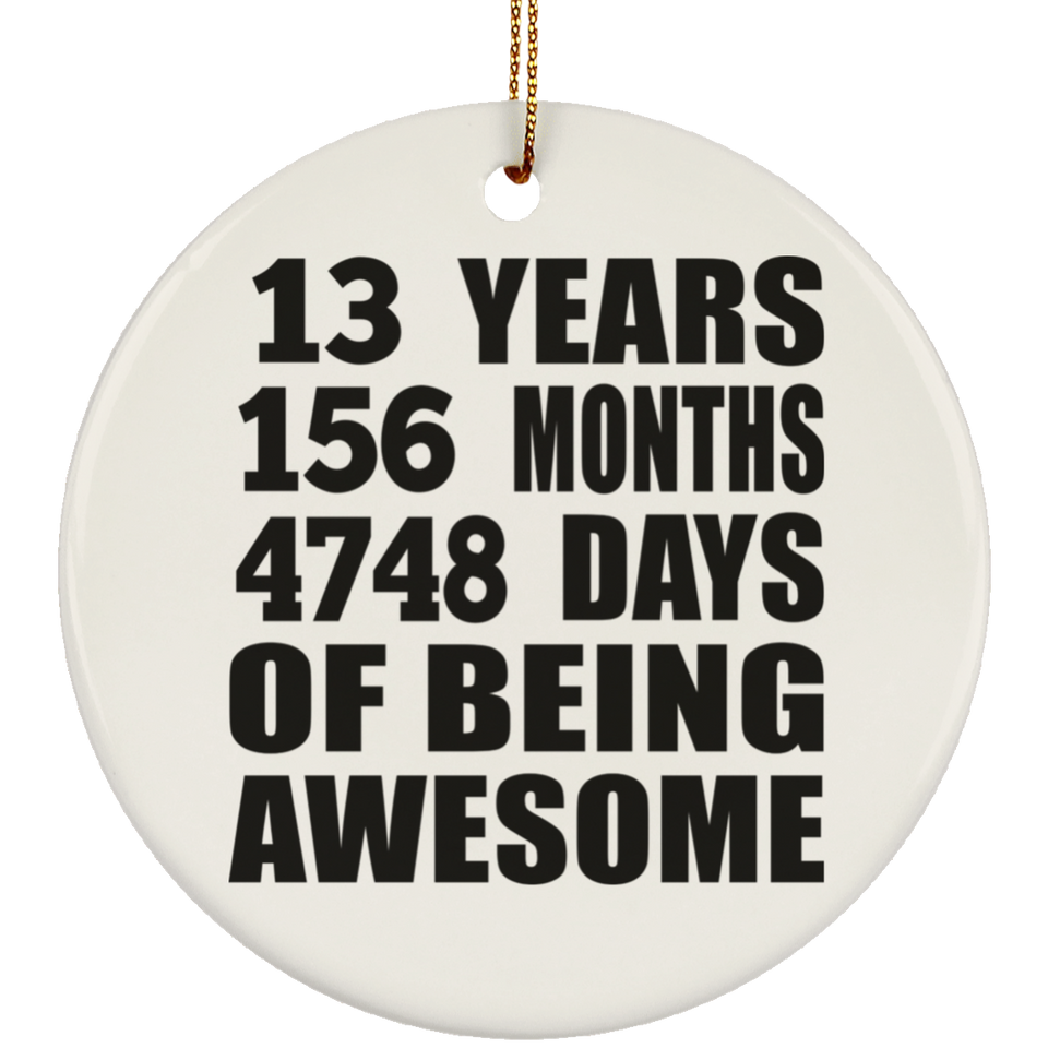 13th Birthday 13 Years 156 Months 4748 Days Of Awesome - Circle Ornament