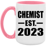 Chemist Established EST. 2023 - 15oz Accent Mug Pink