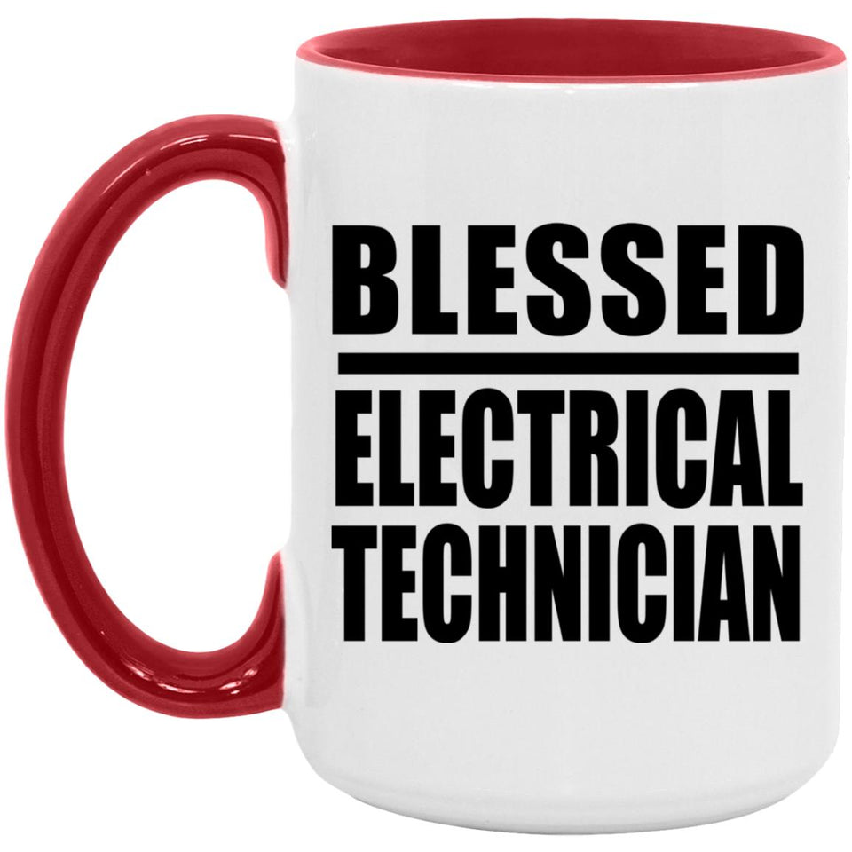 Blessed Electrical Technician - 15oz Accent Mug Red