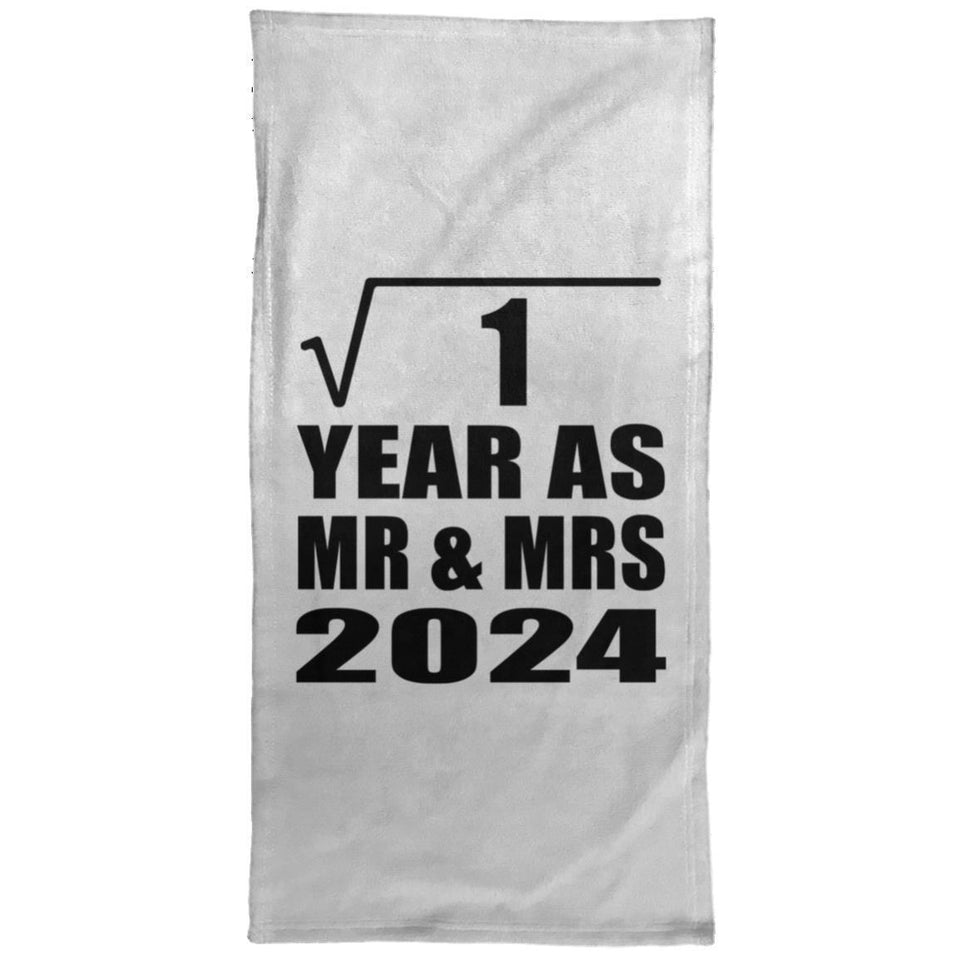 1st Anniversary Square Root of 1 Year As Mr & Mrs 2024 - Hand Towel