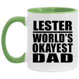 Lester World's Okayest Dad - 11oz Accent Mug Green