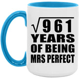 31st Anniversary Square Root of 961 Years of Mrs Perfect - 15oz Accent Mug Blue