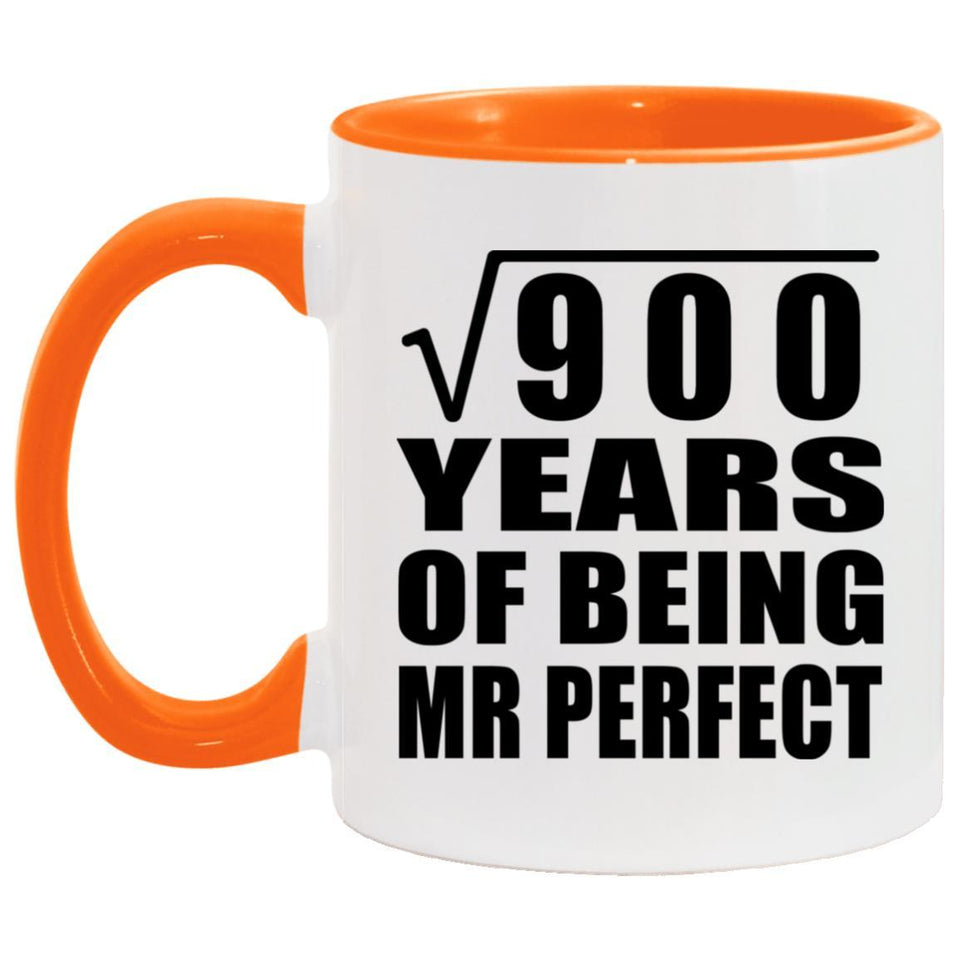 30th Anniversary Square Root of 900 Years of Mr Perfect - 11oz Accent Mug Orange