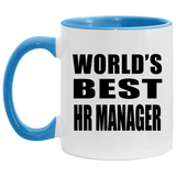 World's Best HR Manager - 11oz Accent Mug Blue