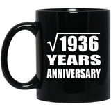 44th Anniversary Square Root of 1936 Years Anniversary - 11oz Coffee Mug Black