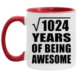 32nd Birthday Square Root of 1024 Years of Being Awesome - 11oz Accent Mug Red