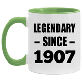 117th Birthday Legendary Since 1907 - 11oz Accent Mug Green