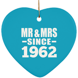62nd Anniversary Mr & Mrs Since 1962 - Heart Ornament