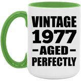 47th Birthday Vintage 1977 Aged Perfectly - 15oz Accent Mug Green