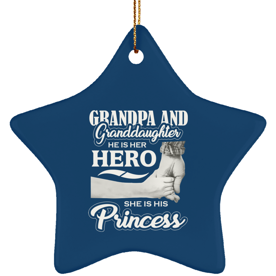 Grandpa & Granddaughter, He is Her Hero, She is His Princess - Star Ornament