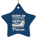 Grandpa & Granddaughter, He is Her Hero, She is His Princess - Star Ornament