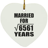 81st Anniversary Married For Square Root of 6561 Years - Heart Ornament