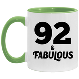 92nd Birthday 92 & Fabulous - 11oz Accent Mug Green