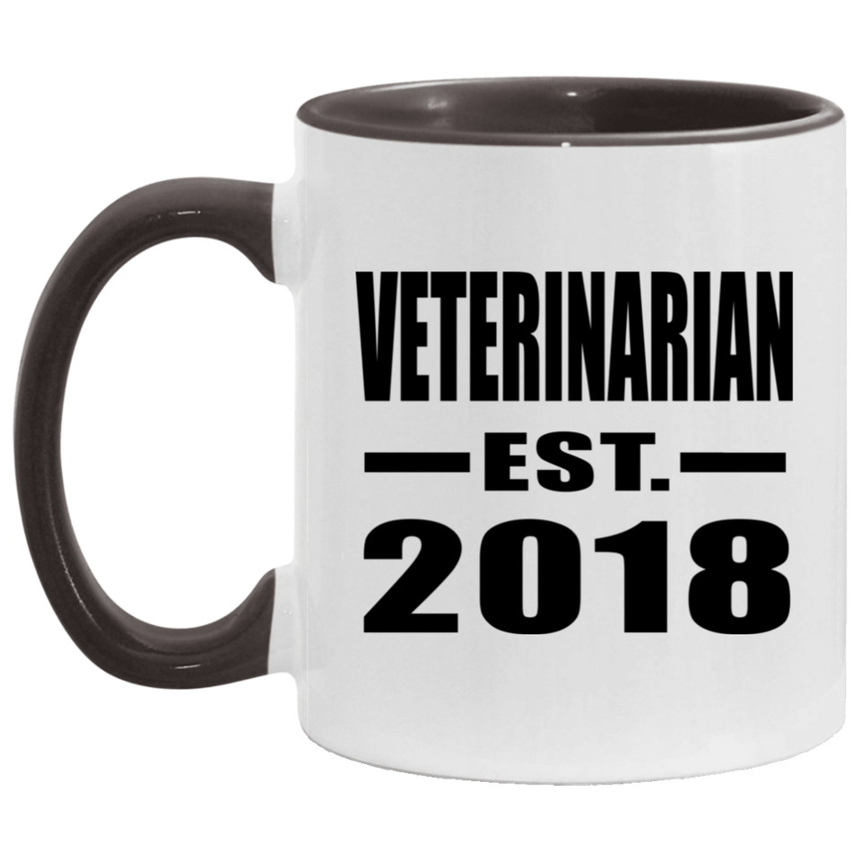 Veterinarian Established EST. 2018 - 11oz Accent Mug Black
