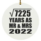 85th Anniversary Square Root of 7225 Years As Mr & Mrs 2022 - Circle Ornament