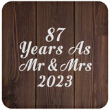 87th Anniversary 87 Years As Mr & Mrs 2023 - Drink Coaster D