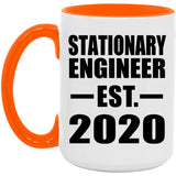 Stationary Engineer Established EST. 2020 - 15oz Accent Mug Orange