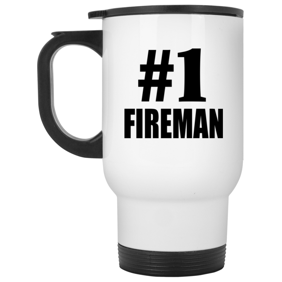 Number One #1 Fireman - White Travel Mug