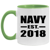 Navy Established EST. 2018 - 11oz Accent Mug Green
