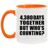12th Anniversary 4,380 Days Together Who's Counting - 11oz Accent Mug Orange