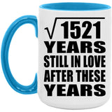 39th Anniversary Square Root of 1521 Years Still In Love - 15oz Accent Mug Blue