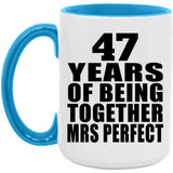 47th Anniversary 47 Years Of Being Mrs Perfect - 15oz Accent Mug Blue