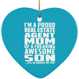 Proud Real Estate Agent Mom Of Awesome Son - Heart Ornament