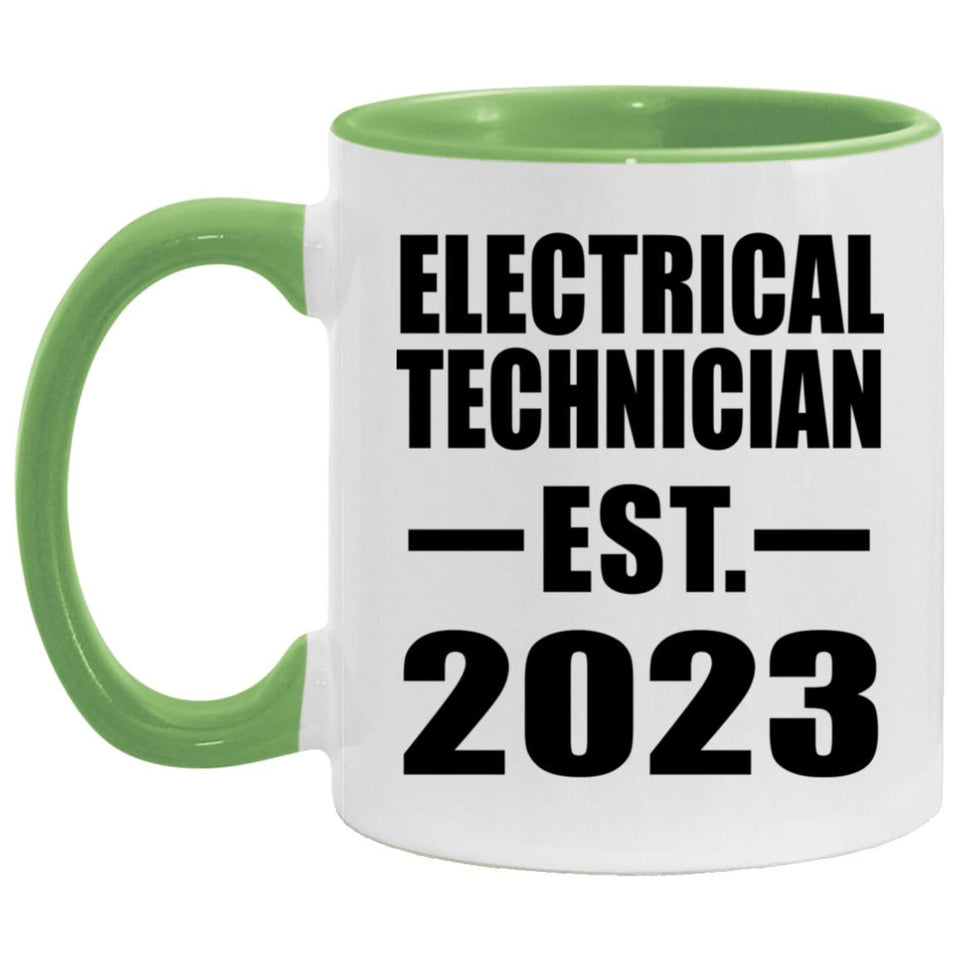 Electrical Technician Established EST. 2023 - 11oz Accent Mug Green