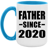 Father Since 2020 - 15oz Accent Mug Blue