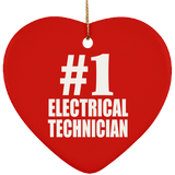 Number One #1 Electrical Technician - Heart Ornament